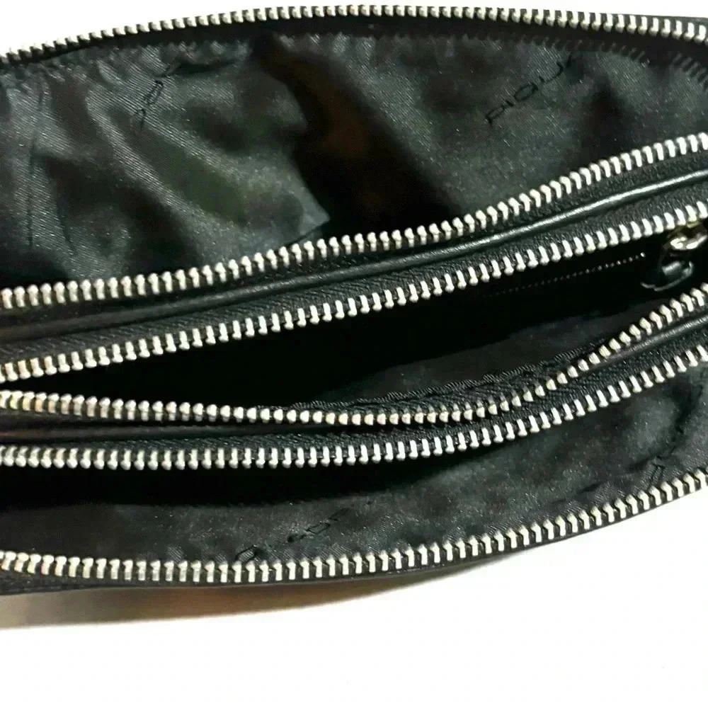 Piquardo black  unisex leather crossbody/ fanny pack/ wristlet bag - Picture 12 of 15